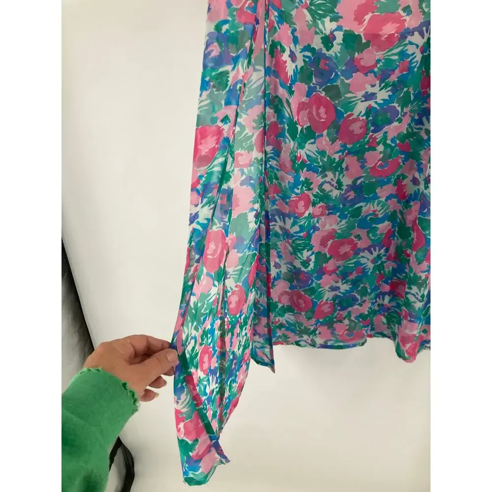 Show me your mumu Maya Floral Maxi Skirt Chiffon Medium Beach Resort - Picture 4 of 10